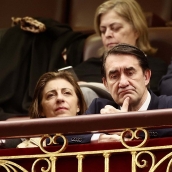 El consejero de Medio Ambiente, Vivienda y Ordenación del Territorio, Juan Carlos Suárez Quiñones, asiste a la votación de las enmiendas del lobo en el Congreso de los Diputados | Juan Lázaro / ICAL