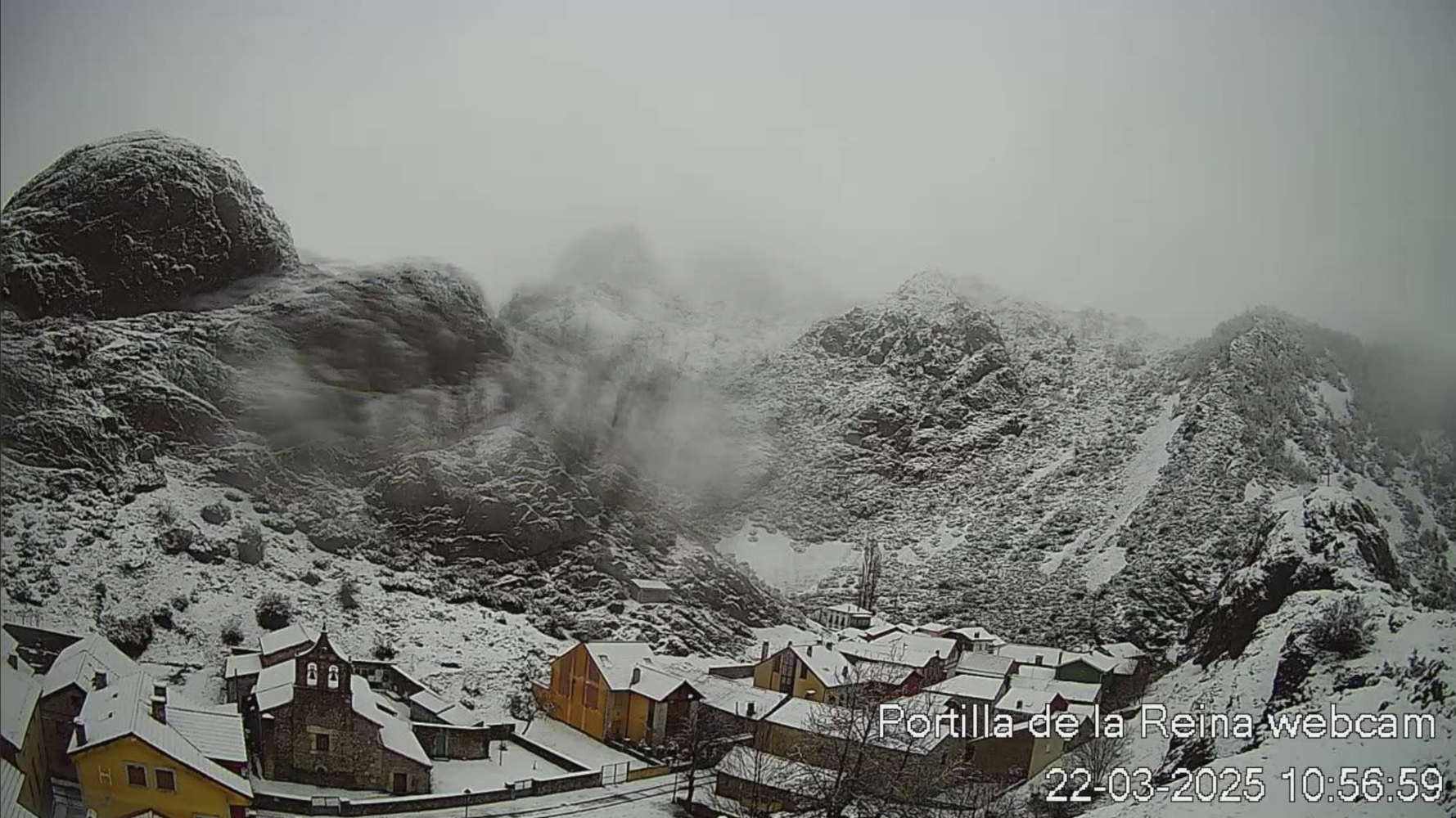 La Montaña Leonesa se tiñe de blanco con las nevada de Martinho | Web Cam en Portilla de la Reina 
