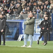 El entrenador de la Ponferradina, Javi Rey, en el Ponferradina - Lugo