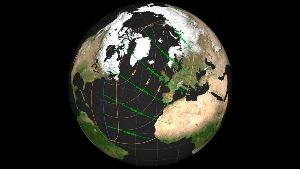Mapa del eclipse parcial
