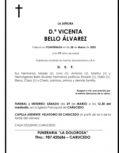 VICENTA BELLO ALVAREZ