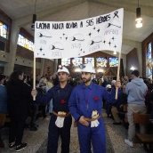 César SánchezICAL. La Hermandad del Cristo de los Mineros de Caboalles de Abajo, Villablino, celebra su procesión, con la entrada del Cristo al Pozo María y recuerdo a los cinco mineros fallecidos en Cerredo 