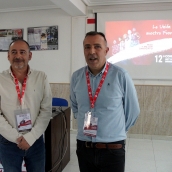 El secretario general de UGT Bierzo, Omar Rodríguez (D), junto al secretario de Organización de UGT Castilla y León, José Carlos Pajares (I), durante su comparecencia previa al inicio del XII Congreso del sindicato en el Bierzo donde se elegirá al secretario comarcal | Foto: César Sánchez, ICAL