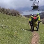 Rescatada en helicóptero una senderista herida en Folgoso de la Ribera