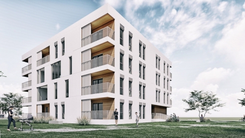 Recreación de las 20 viviendas publicas en Ponferrada.