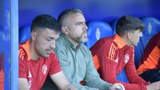 Javi Rey durante el partido de la Ponferradina