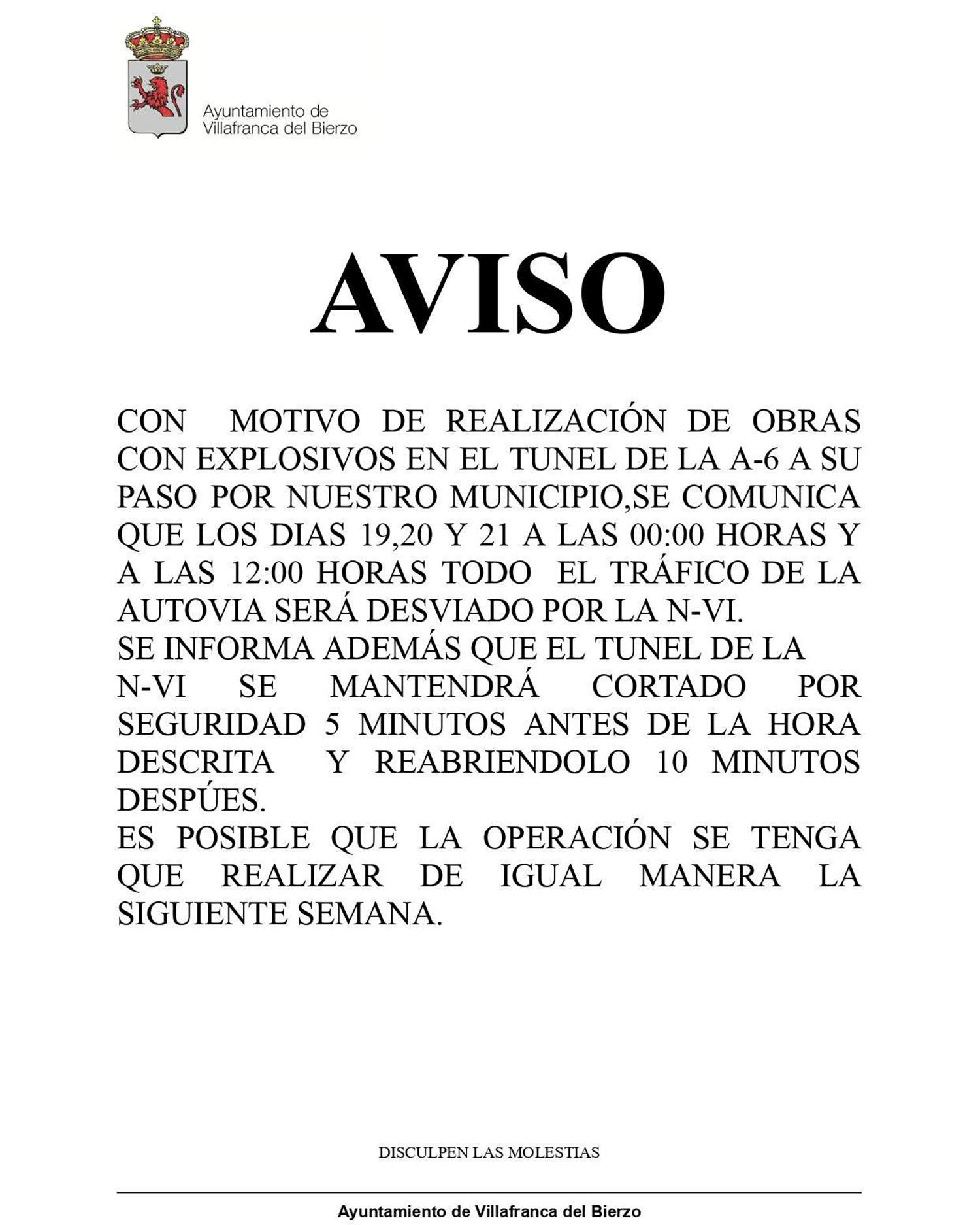 Aviso de Villafranca del Bierzo