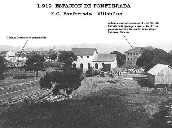 Reproducción fotográfica: Antigua estación de la MSP en Ponferrada, dónde llegaba el tren desde Villablino. (Archivo Juan Manuel López Gay) (César Sánchez/ICAL)