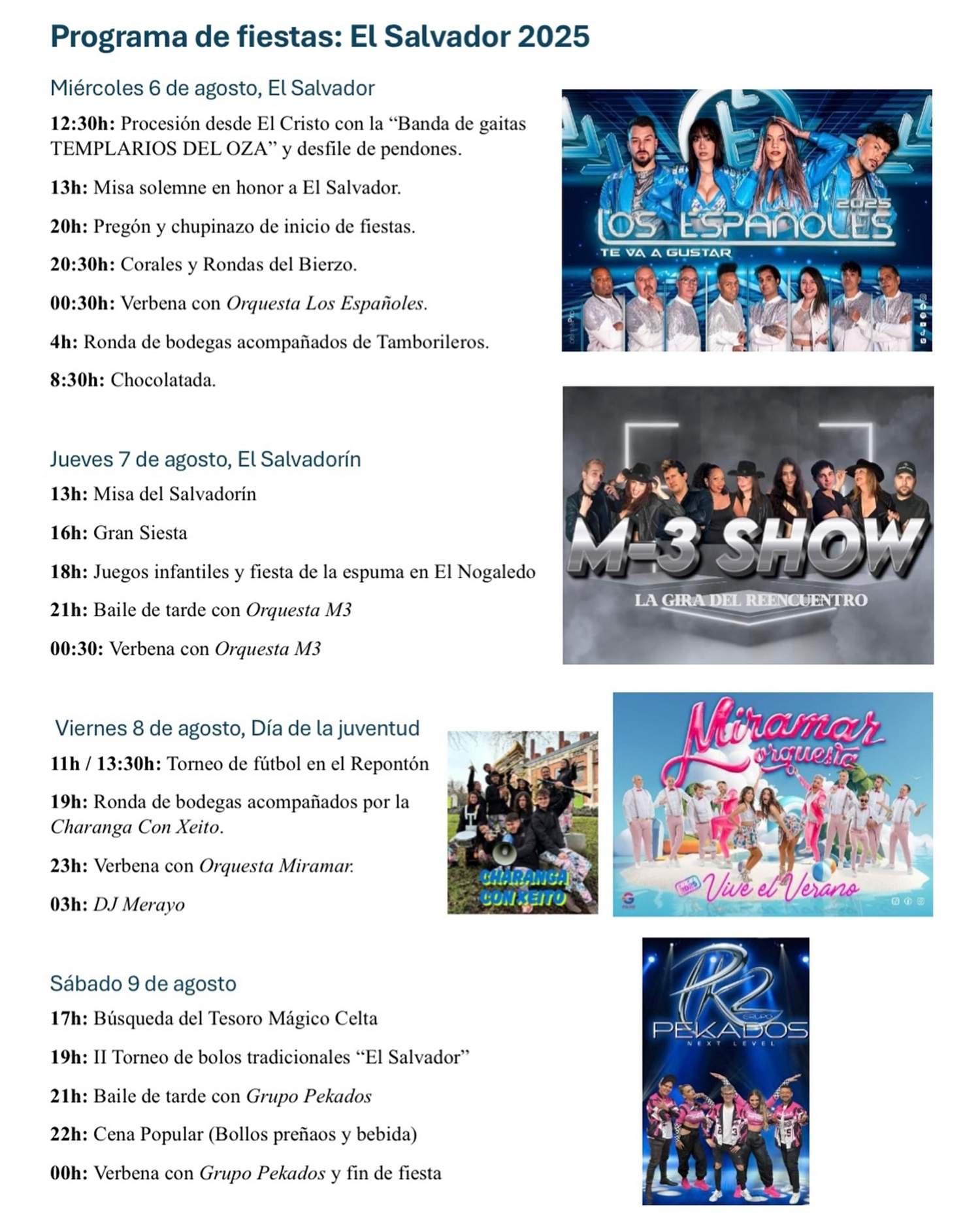 Programa de las fiestas de Toral de Merayo 2025