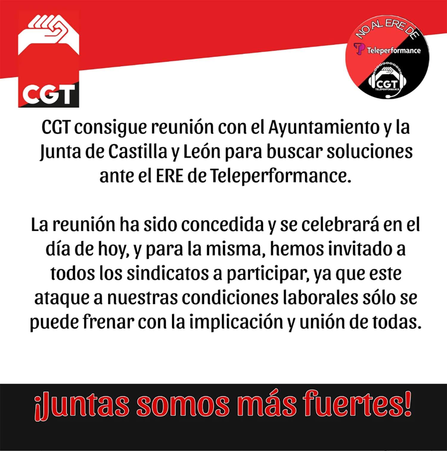 Anuncio de la reunión sobre el ERE de Teleperformance Anuncio de la reunión sobre el ERE de Teleperformance