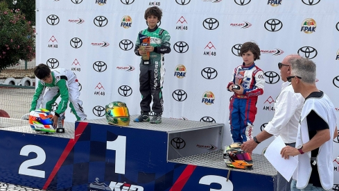 Podio del Campeonato Nacional de Karting de Portugal con Matteo Rodríguez en tercera posición