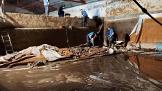 Imagen de archivo de obras en la red de suministro de agua en Villafranca del Bierzo Imagen de archivo de obras en la red de suministro de agua en Villafranca del Bierzo