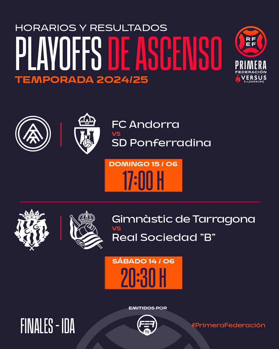 Horarios final play off Ponferradina Andorra 