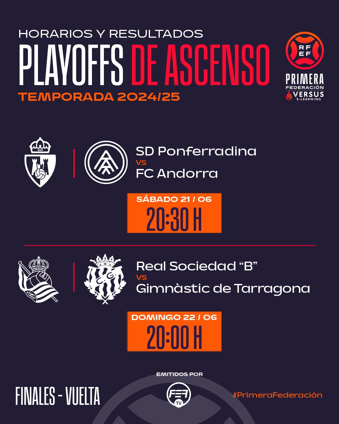 Horarios final play off Ponferradina Andorra 