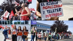 Los trabajadores de Teleperformance exigen a las puertas del centro su recolocación y continuidad: "Aquí hay trabajo suficiente"