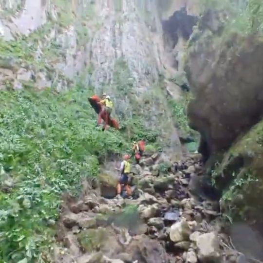 Imagen de archivo de un rescate anterior en la Cueva de Valporquero