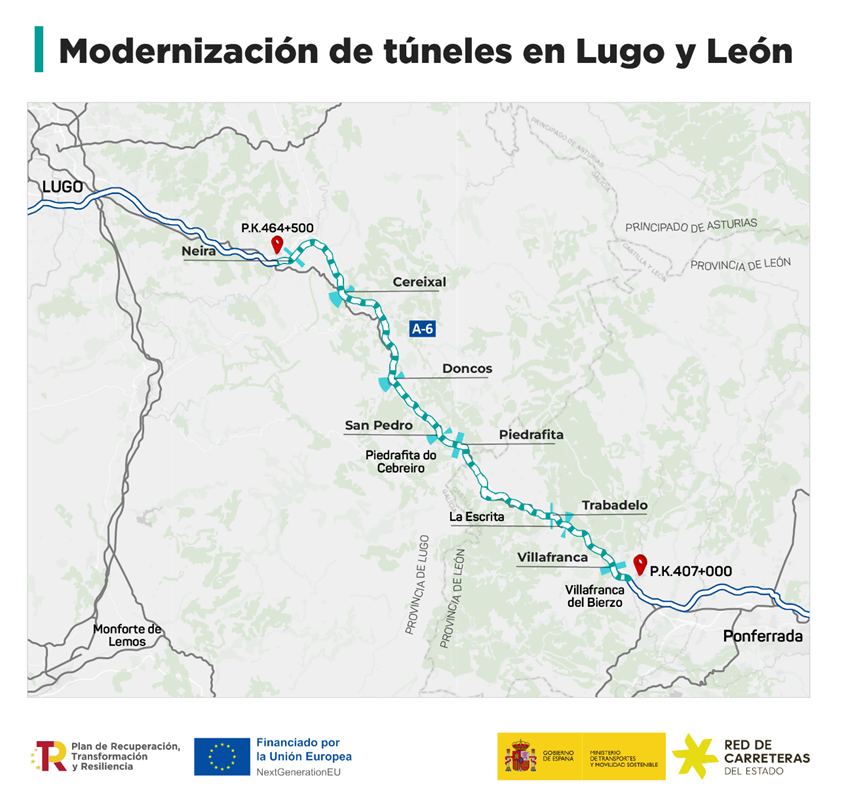 Modernización de túneles en Lugo y El Bierzo