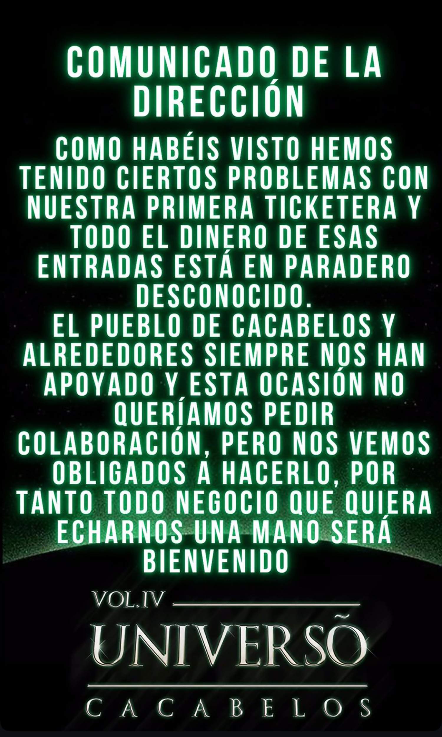 Comunicado Oficial Universo Cacabelos