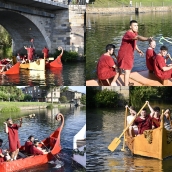 Las embarcaciones romanas 'conquistan' Cacabelos con la batalla naval en la Ludus Bergidum