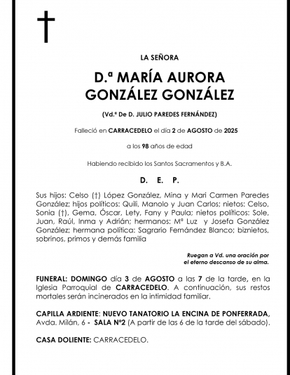 MARIA AURORA GONZALEZ GONZALEZ