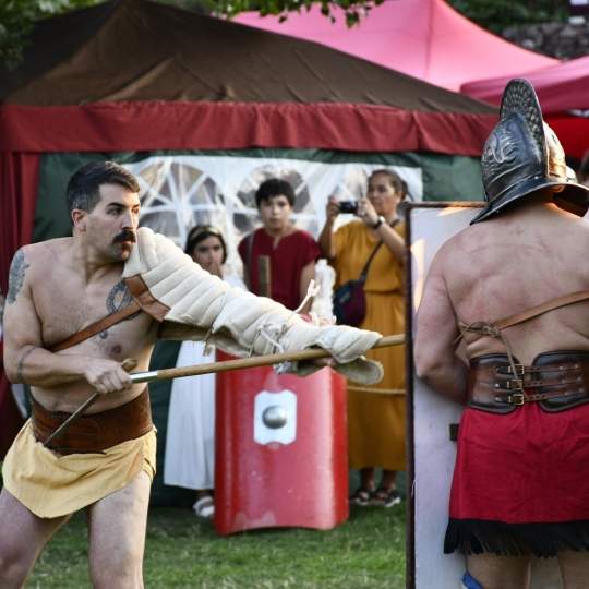 Lucha de gladiadores de la Ludus Bergidum de Cacabelos 2025 | Foto: Dani Merino, InfoBierzo Lucha de gladiadores de la Ludus Bergidum de Cacabelos 2025 | Foto: Dani Merino, InfoBierzo