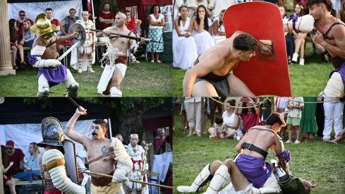 Cacabelos recibe al César y los gladiadores romanos 'se ganan el favor' del público en la batalla de la Ludus Bergidum