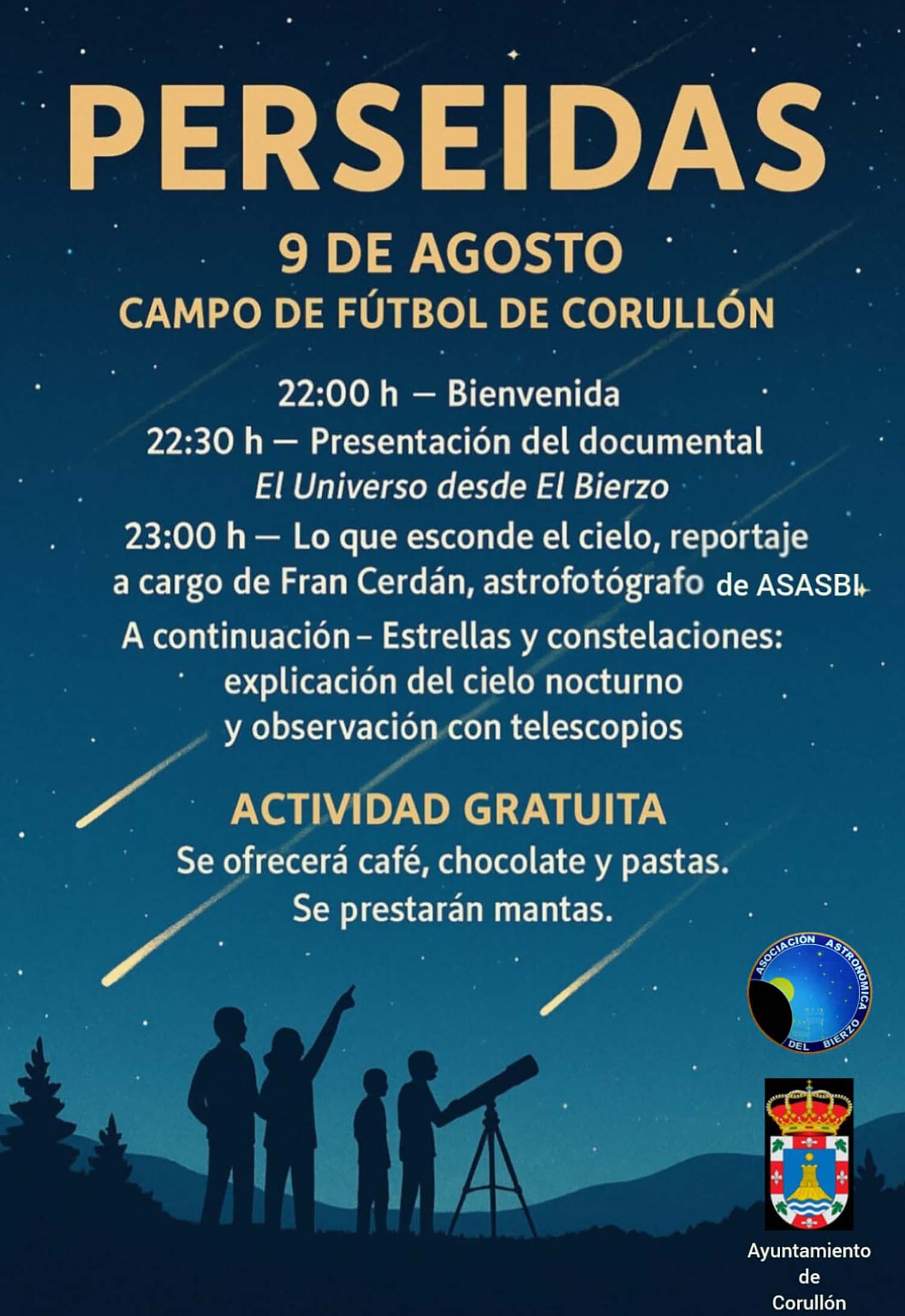 Cartel Corullón Perseidas 2025.