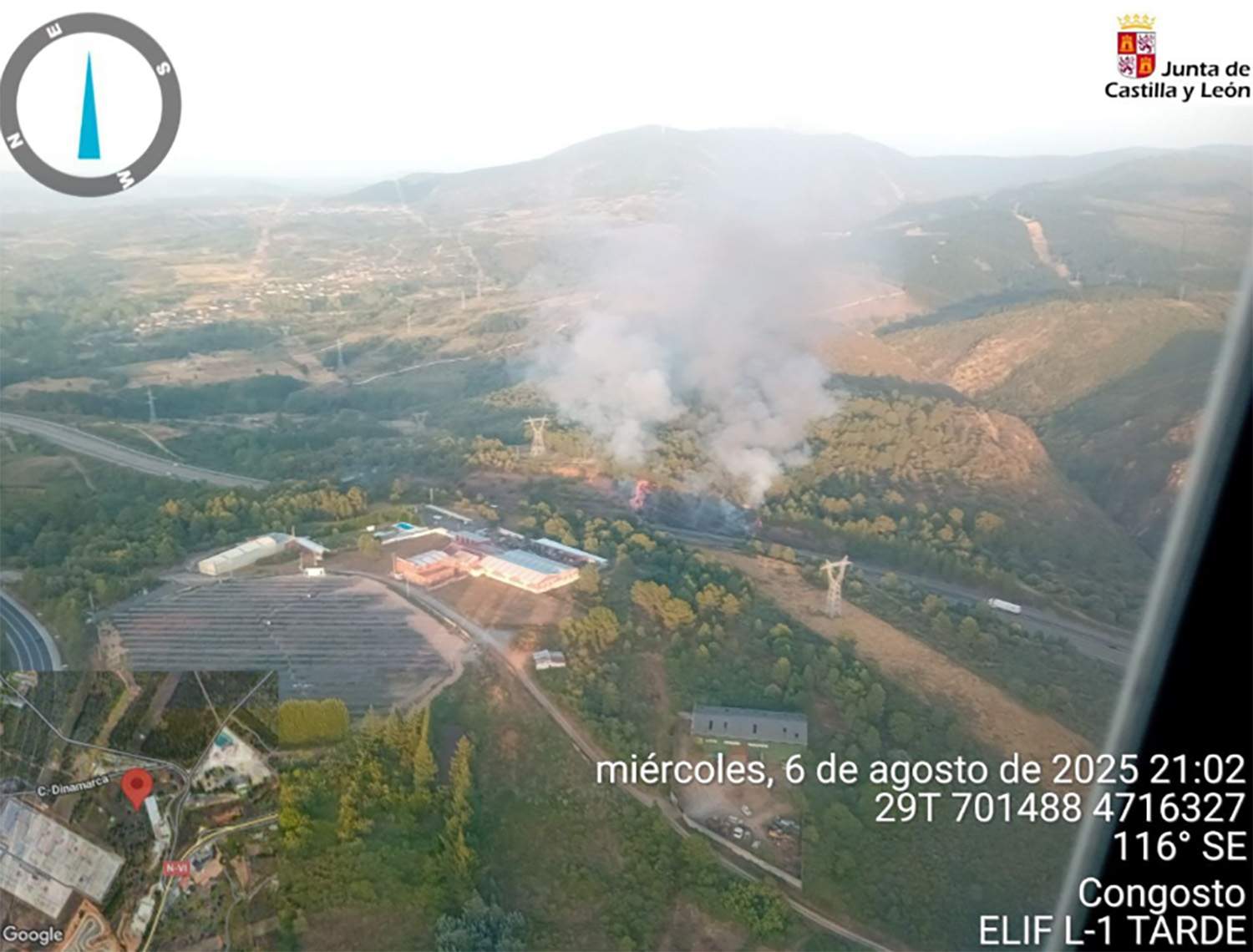 Incendio A 6 entre Ponferrada y Bembibre