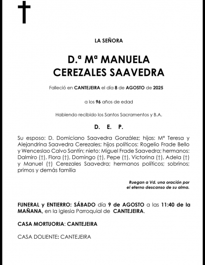 MARIA MANUELA CEREZALES SAAVEDRA