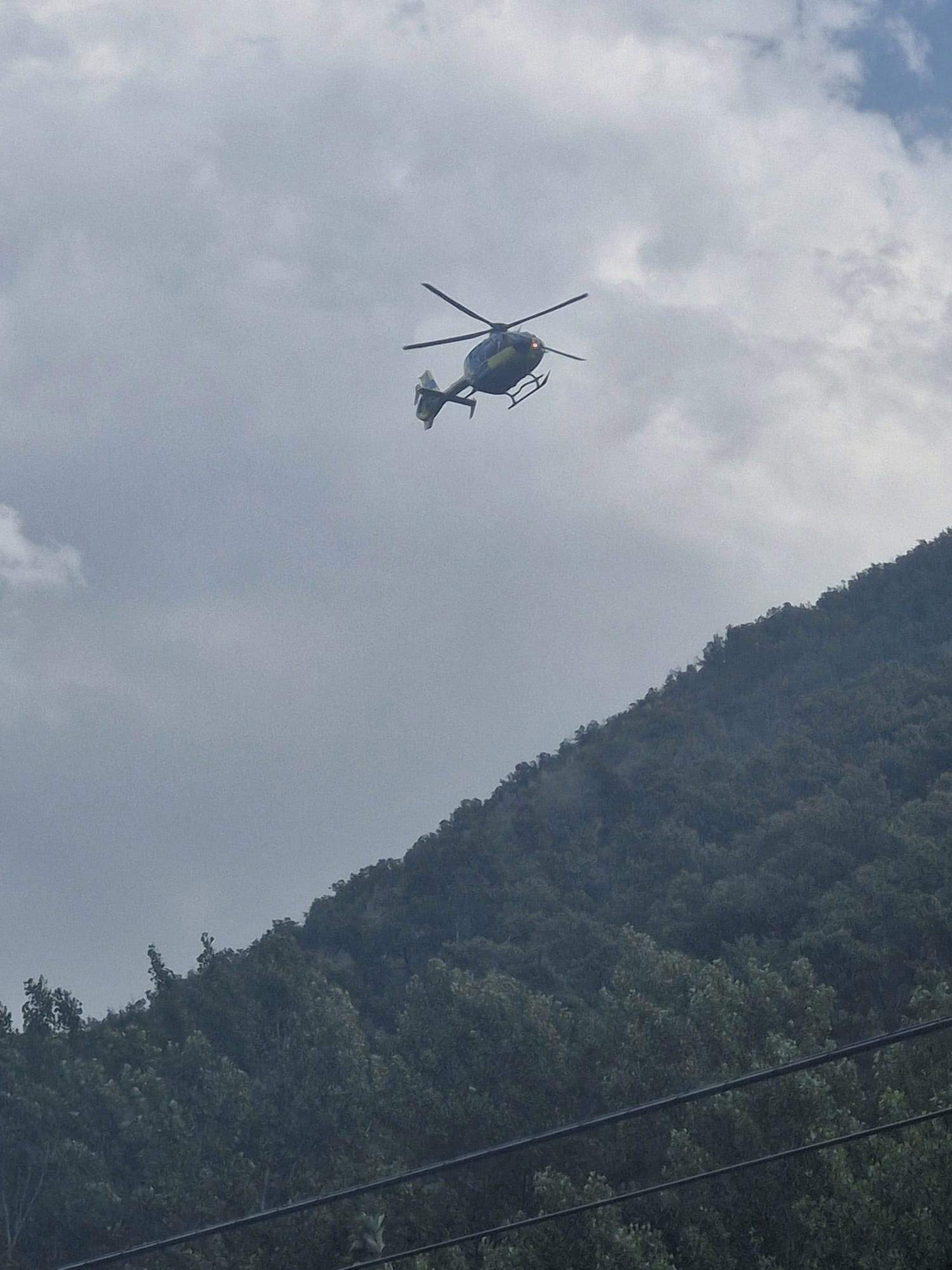 Helicoptero medicalizado en el accidente de Palacios del Sil