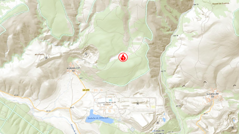 Ubicación del incendio en Anllares del Sil