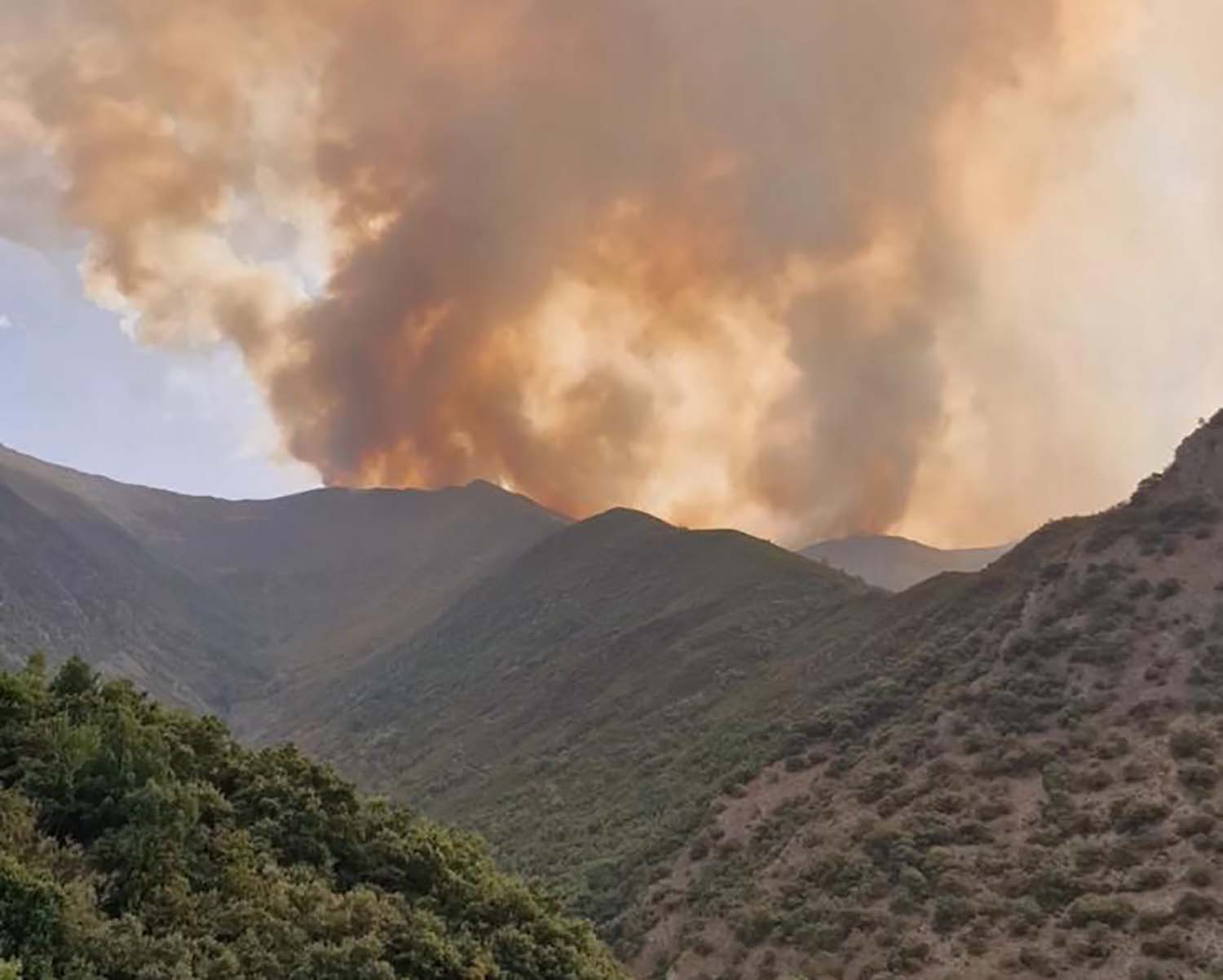 Incendio de Llamas de Cabrera desde Peñalba de Santiago. La Cantina de Peñañba de Santiago