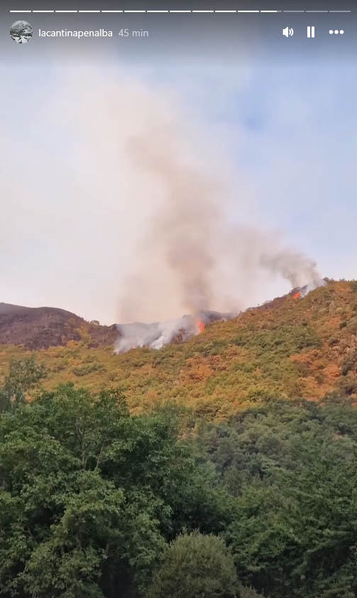Incendio de Yeres desde Peñalba de Santiago esta mañana