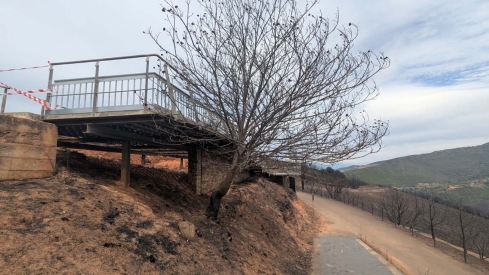 Las Médulas desde el mirador de Orellán tras el incendio de Yeres