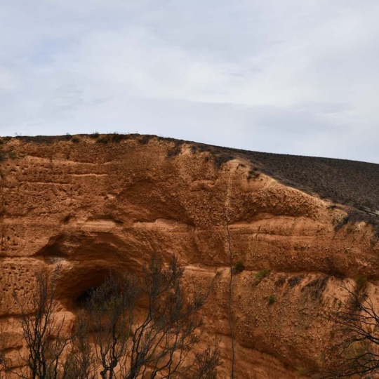 Las Médulas desde el mirador de Orellán tras el incendio de Yeres 