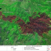 Zonas afectadas por los incendios de Yeres y Llamas de Cabrera. Elaborado por el usuario Educación Forestal 