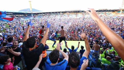 Celebración del ascenso de la Ponferradina en El Toralín