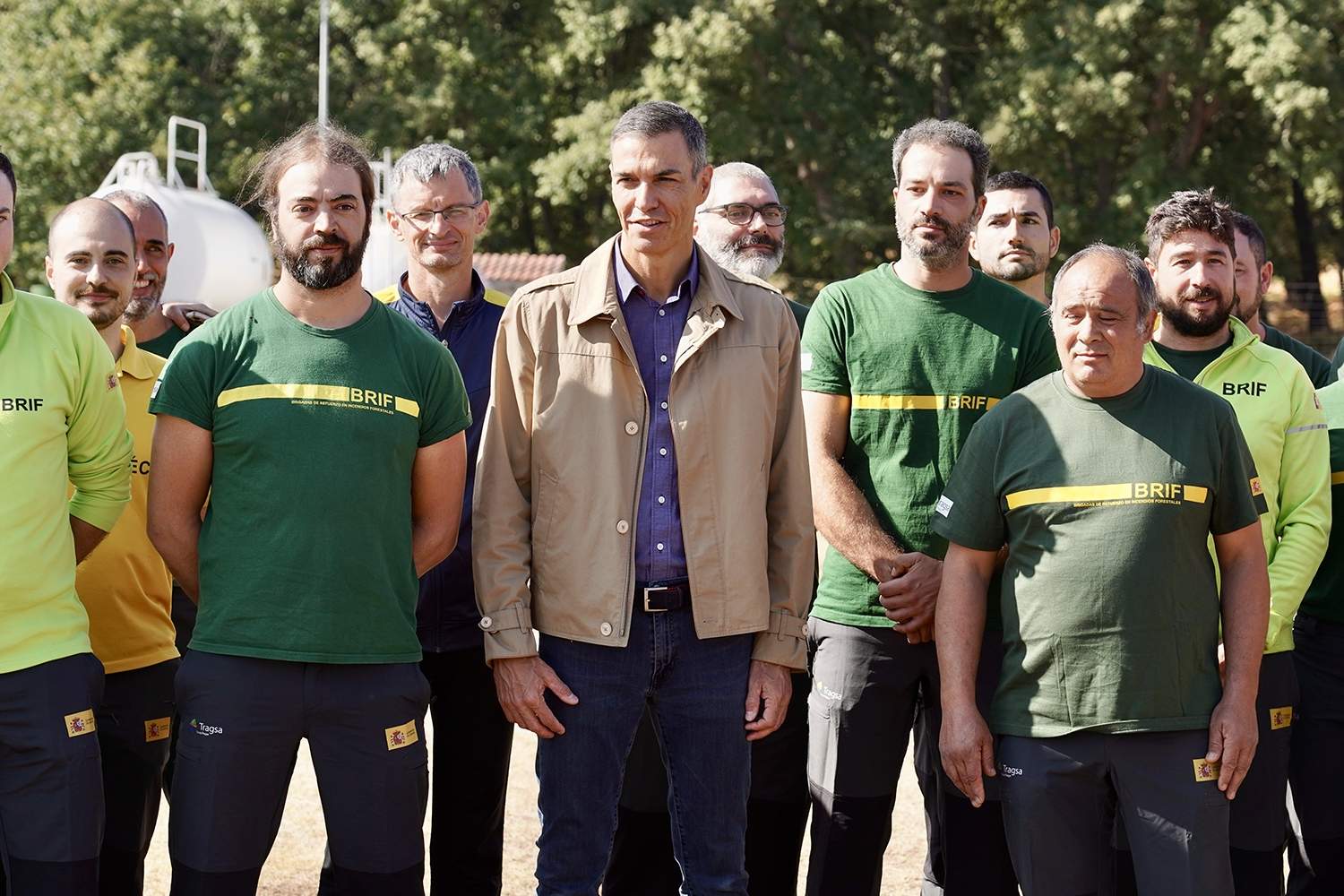 Campillo / ICAL . El presidente del Gobierno, Pedro Sánchez, visita la base de la Brigada de Refuerzo en Incendios Forestales, Brif, de Tabuyo del Monte (León) | 