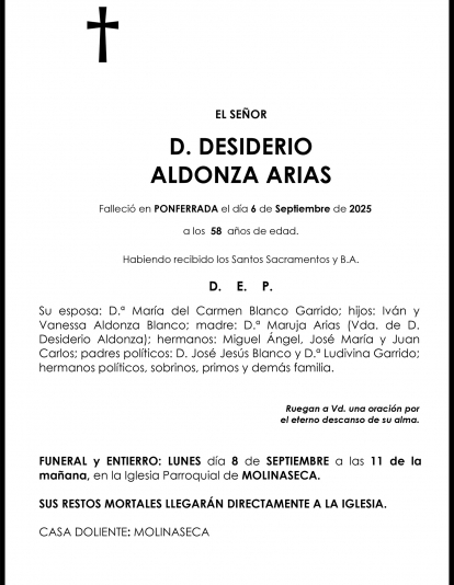 DESIDERIO ALDONZA ARIAS