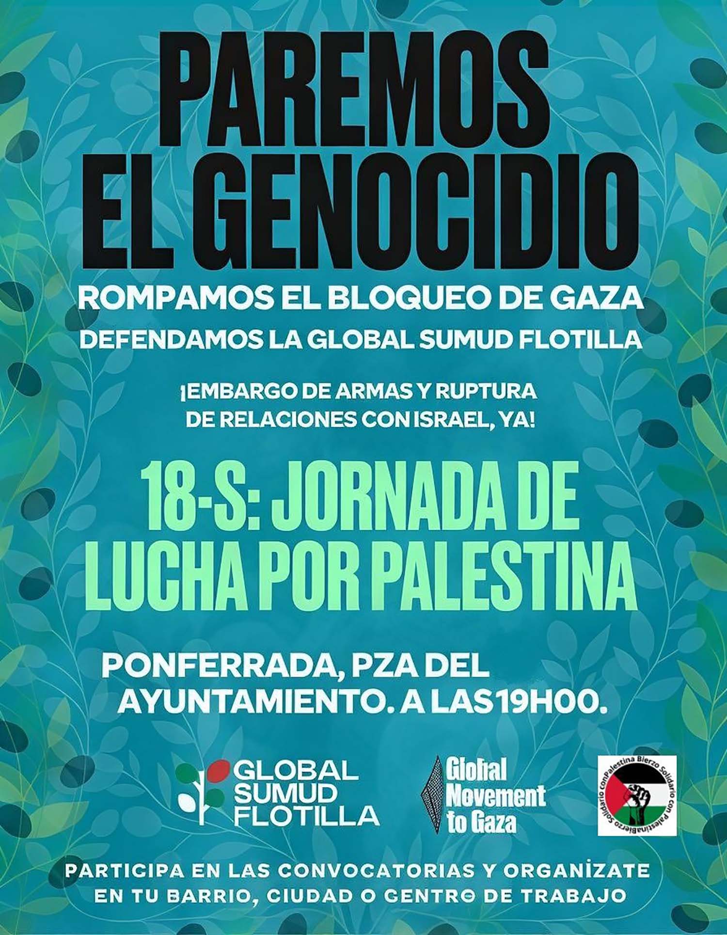 Cartel de la manifestación en Ponferrada por Palestina