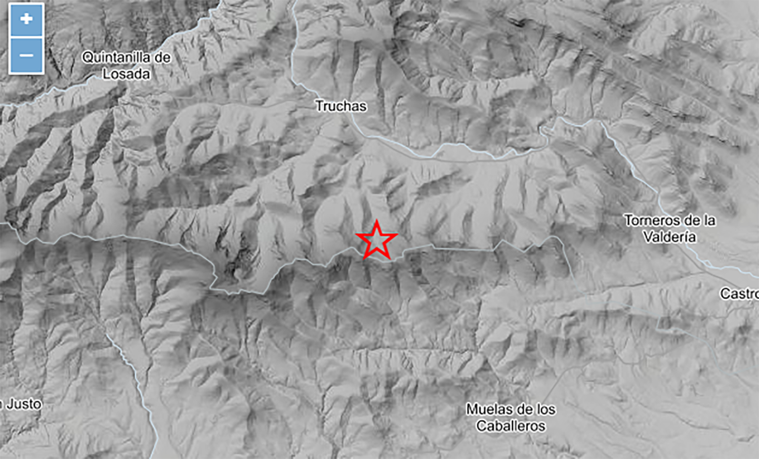 Terremoto registrado en el municipio de Truchas (La Cabrera) por el geoportal del Instituto Geográfico Nacional