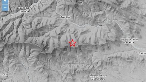 Terremoto registrado en el municipio de Truchas (La Cabrera) por el geoportal del Instituto Geográfico Nacional