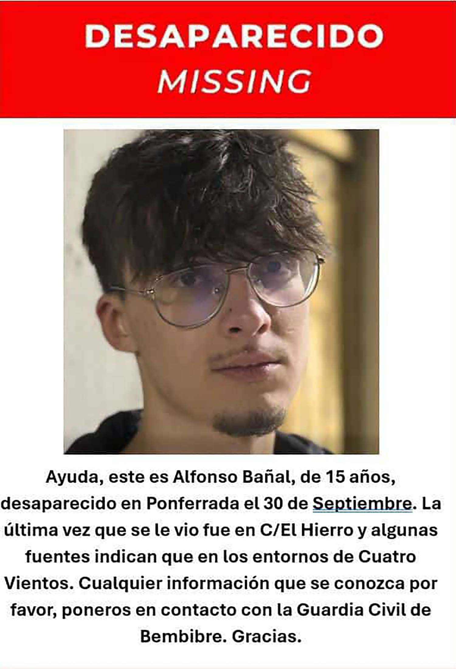 Menor desaparecido en Ponferrada