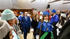 Acto de apertura del curso académico. El alcalde de Ponferrada, Marco Morala, y la rectora de la ULE, Nuria González.