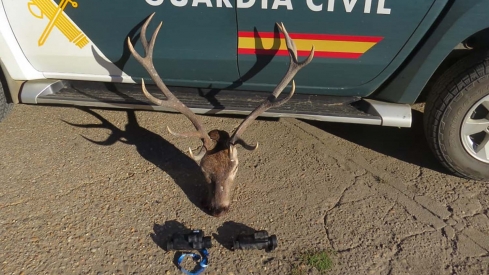 Cuatro cazadores identificados en Truchas y Valduerna por portar piezas de ciervo irregulares y dispositivos ilegales