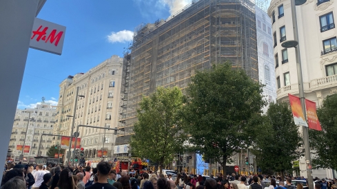 Nuevo incendio en un edificio en la Gran Vía de Madrid
