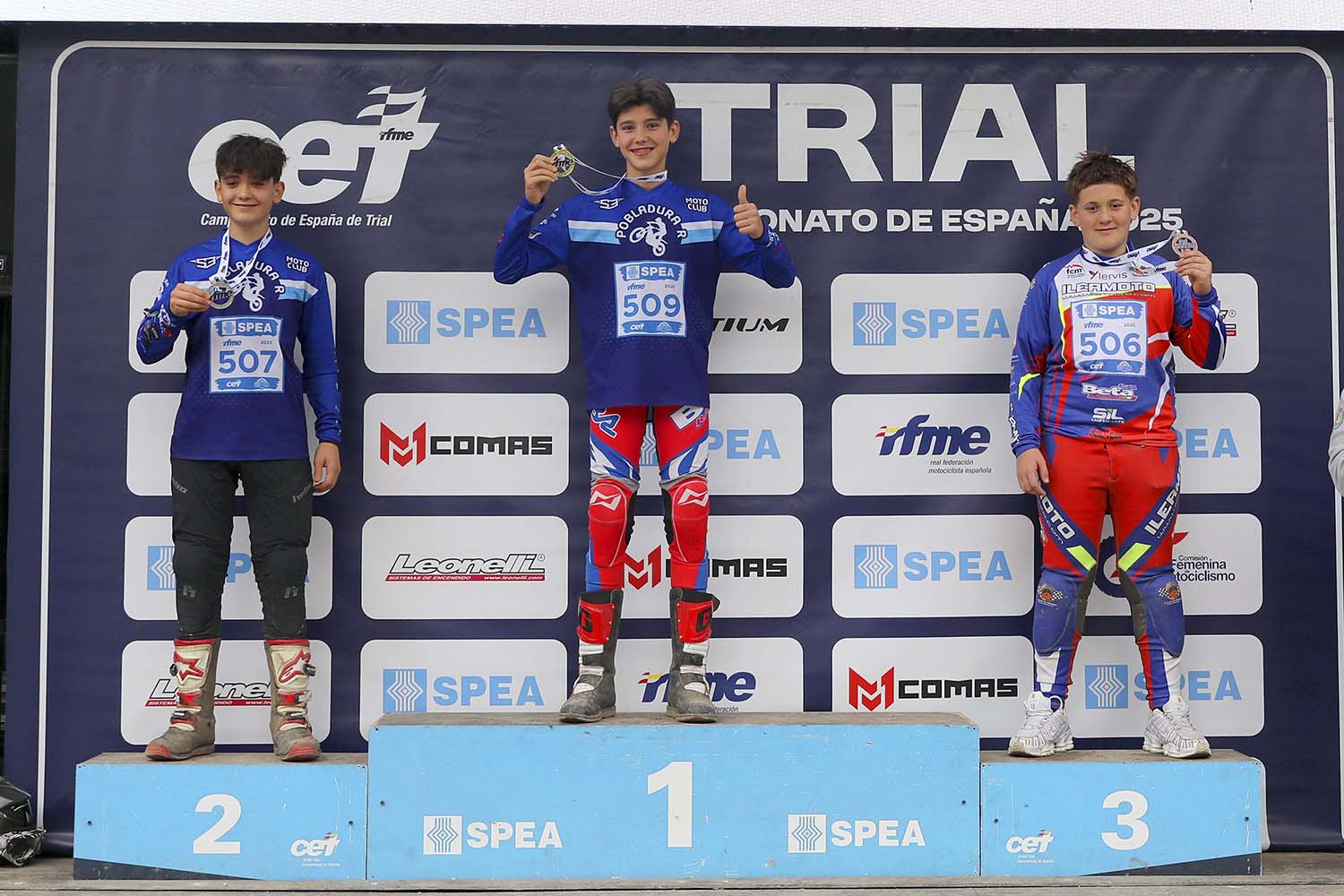 Podio del campeonato de españa de trial juvenil