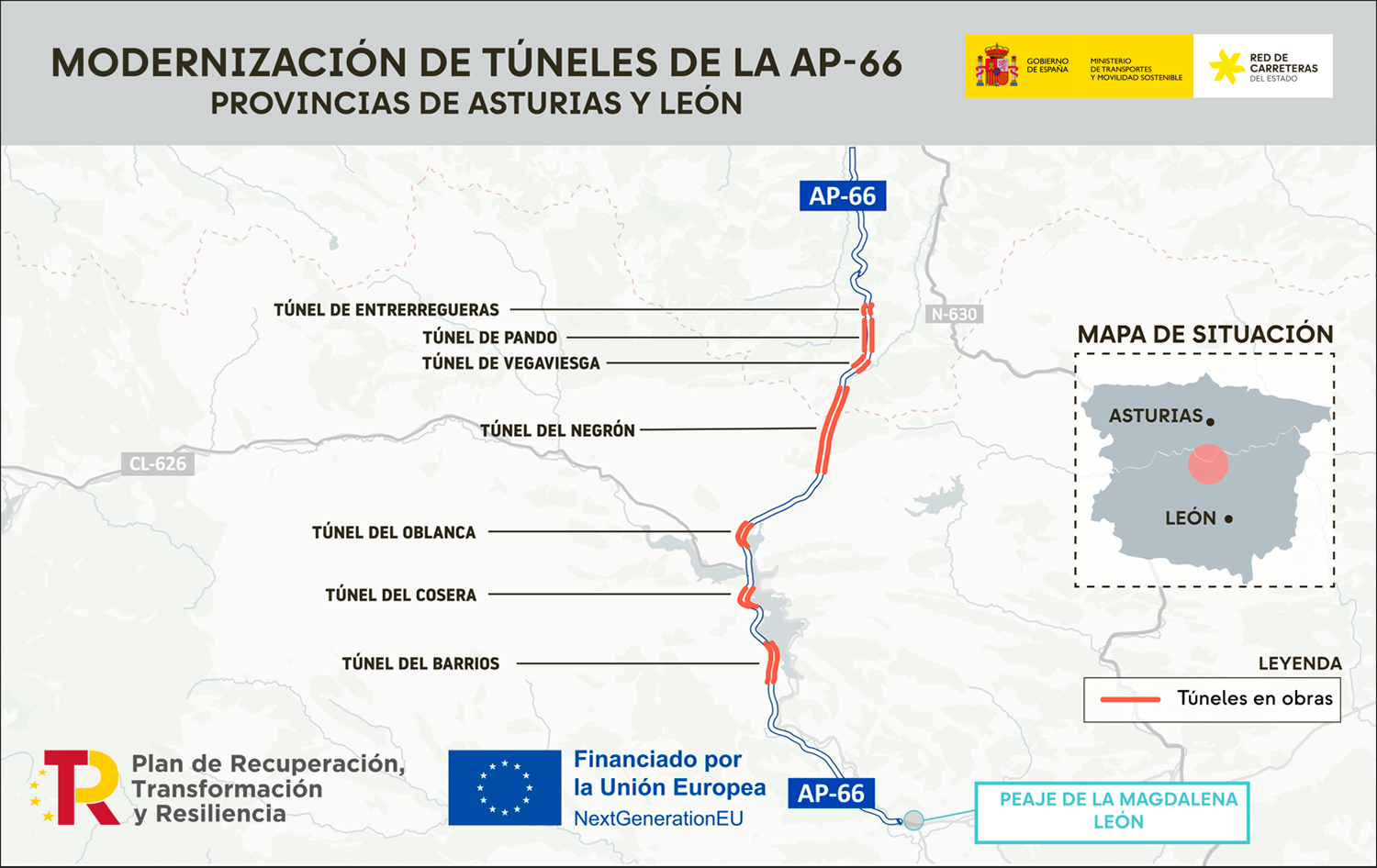 Modernización de tuneles entre León y Asturias