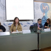 Peio García / ICAL. La rectora de la Universidad de León, Nuria González, y el vicerrector Investigación y Transferencia, Santiago Gutiérrez, presentan ULEgif, un grupo de trabajo constituido para la gestión integral de incendios forestales