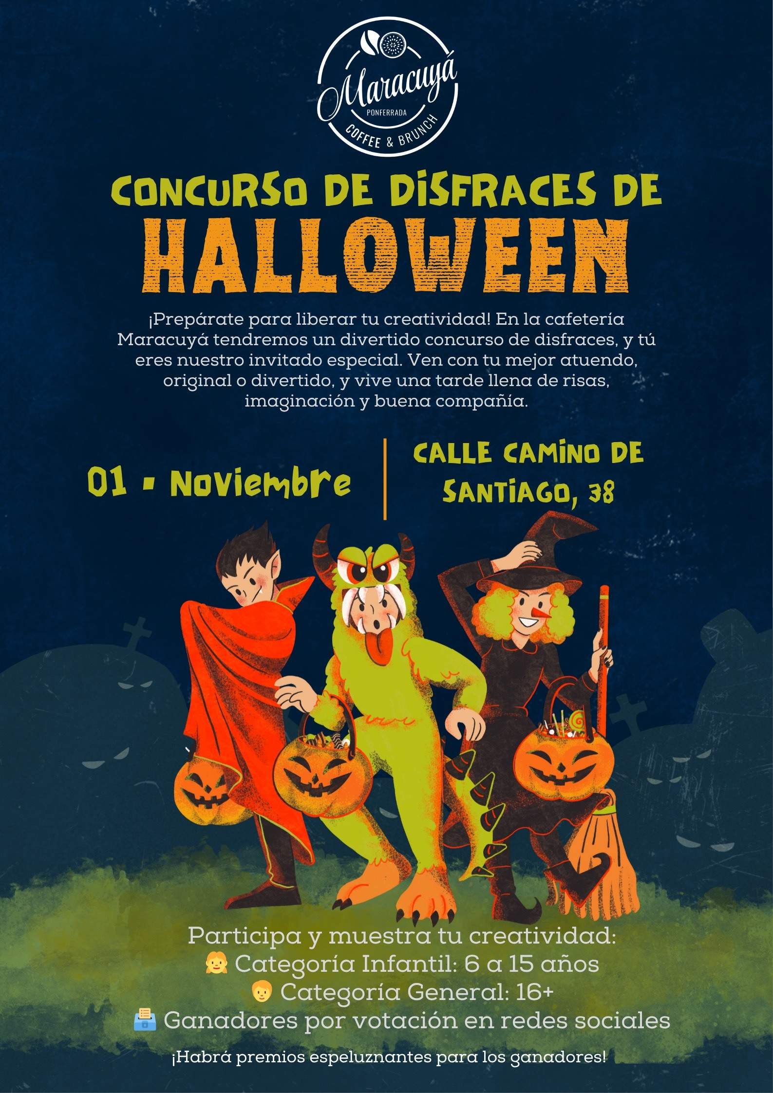 Cartel invitación a concurso de disfraces halloween